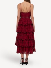 Sea New York Red Lainey Embroidery Tiered Midi Dress - Image 2 of 10