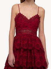 Sea New York Red Lainey Embroidery Tiered Midi Dress - Image 9 of 10