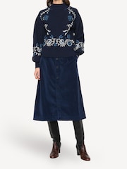 Sea New York Blue Inga Embroidery High Neck Jumper - Image 1 of 9