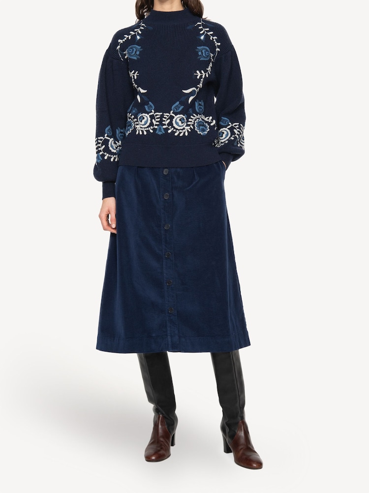Sea New York Blue Inga Embroidery High Neck Jumper - Image 1 of 9