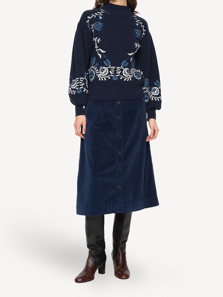 Sea New York Blue Inga Embroidery High Neck Jumper - Image 2 of 9