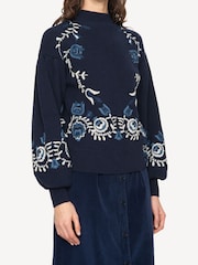 Sea New York Blue Inga Embroidery High Neck Jumper - Image 6 of 9