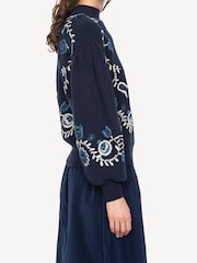 Sea New York Blue Inga Embroidery High Neck Jumper - Image 8 of 9