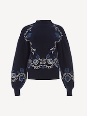 Sea New York Blue Inga Embroidery High Neck Jumper - Image 9 of 9