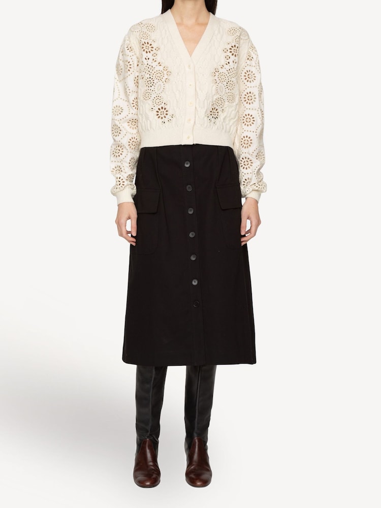 Sea New York Cream Lainey Embroidery Cardigan - Image 1 of 9 Sea New York Cream Lainey Embroidery Cardigan - Image 1 of 9
