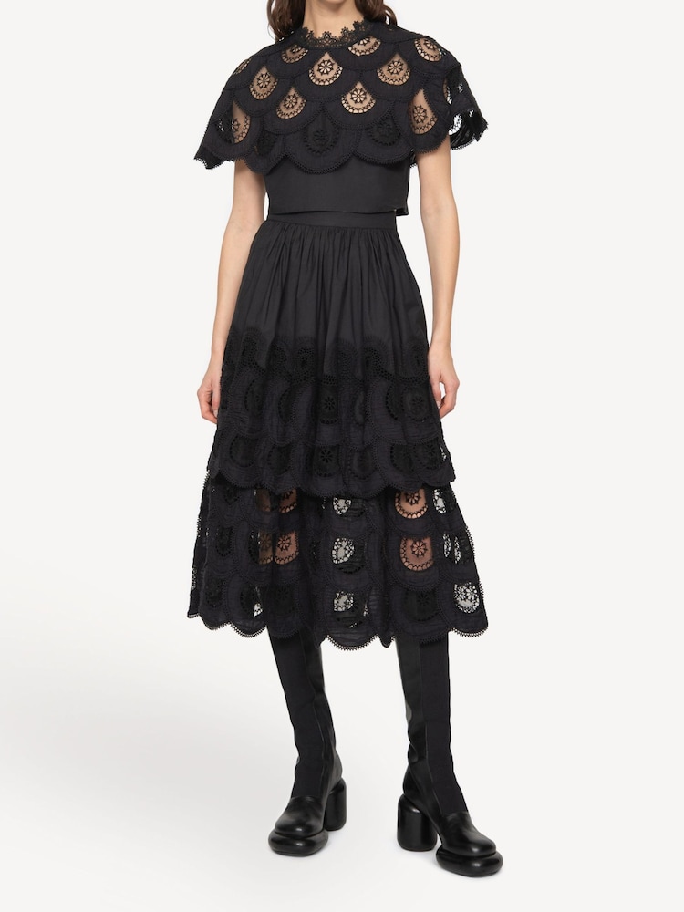 Sea New York Black Lainey Embrodiery Peplum Top - Image 1 of 7
