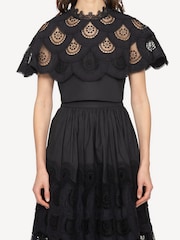 Sea New York Black Lainey Embrodiery Peplum Top - Image 3 of 7
