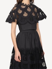 Sea New York Black Lainey Embrodiery Peplum Top - Image 4 of 7