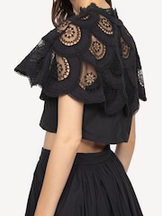 Sea New York Black Lainey Embrodiery Peplum Top - Image 7 of 7