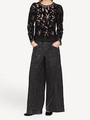 Sea New York Black Alice Embroidery Velvet Jumper - Image 2 of 10