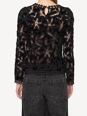 Sea New York Black Alice Embroidery Velvet Jumper - Image 3 of 10