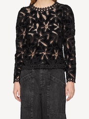 Sea New York Black Alice Embroidery Velvet Jumper - Image 4 of 10