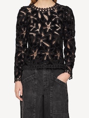 Sea New York Black Alice Embroidery Velvet Jumper - Image 6 of 10