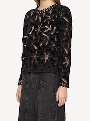 Sea New York Black Alice Embroidery Velvet Jumper - Image 7 of 10