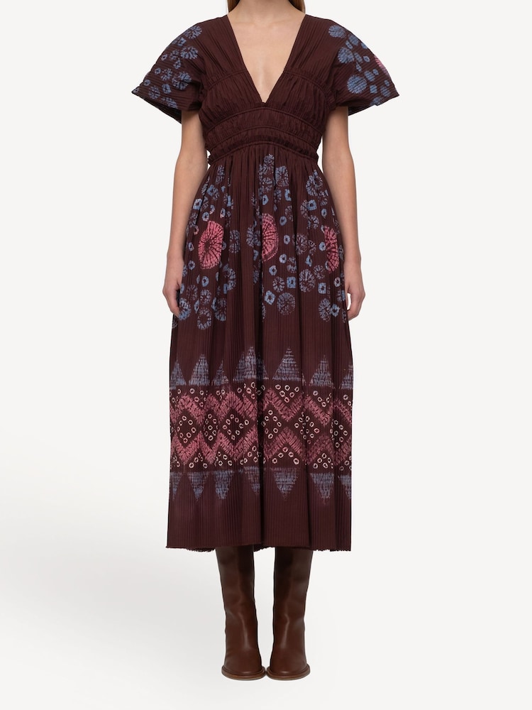 Sea New York Red Yana Tie Dye V-Neck Midi Dress - Image 1 of 9