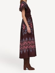 Sea New York Red Yana Tie Dye V-Neck Midi Dress - Image 3 of 9
