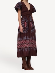 Sea New York Red Yana Tie Dye V-Neck Midi Dress - Image 4 of 9