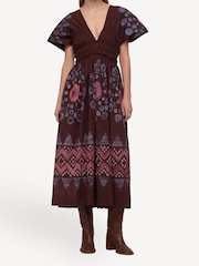 Sea New York Red Yana Tie Dye V-Neck Midi Dress - Image 6 of 9