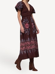 Sea New York Red Yana Tie Dye V-Neck Midi Dress - Image 7 of 9