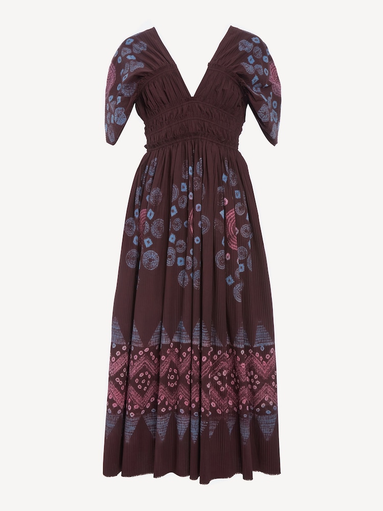 Sea New York Red Yana Tie Dye V-Neck Midi Dress - Image 9 of 9