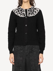 Sea New York Black Alice Embroidery Battenberg Cardigan - Image 1 of 6