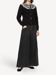 Sea New York Black Alice Embroidery Battenberg Cardigan - Image 3 of 6