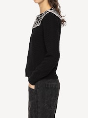 Sea New York Black Alice Embroidery Battenberg Cardigan - Image 4 of 6