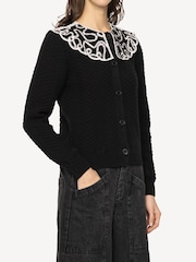 Sea New York Black Alice Embroidery Battenberg Cardigan - Image 6 of 6