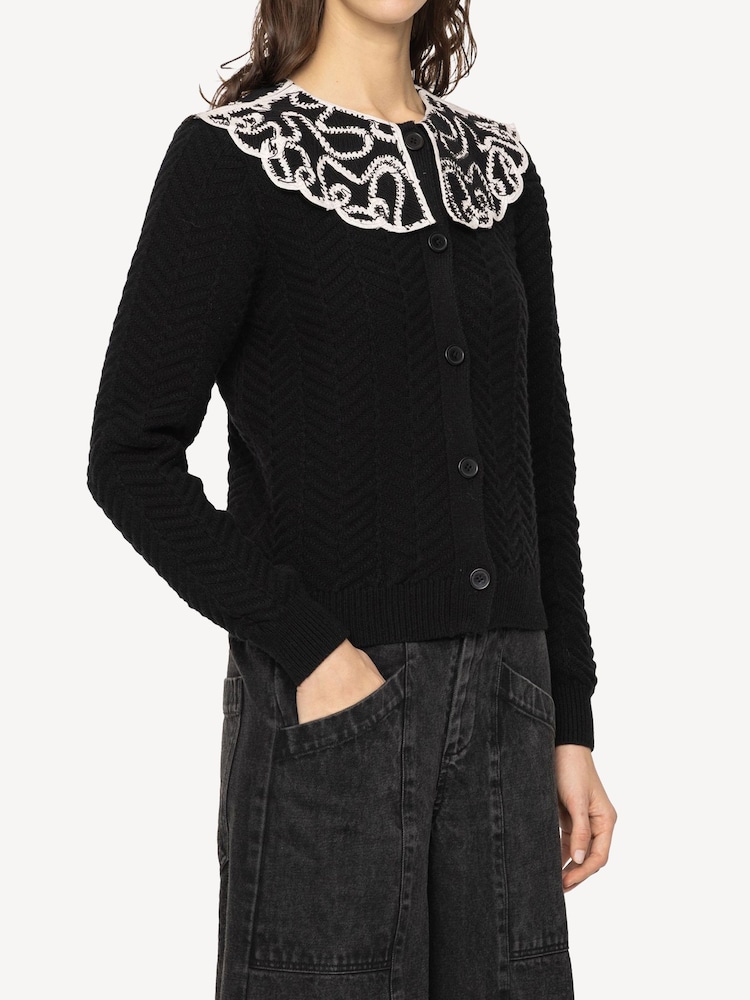 Sea New York Black Alice Embroidery Battenberg Cardigan - Image 6 of 6