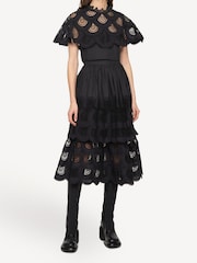 Sea New York Black Drea Embroidery Tiered Midi Skirt - Image 1 of 7