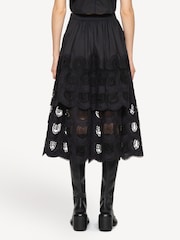 Sea New York Black Drea Embroidery Tiered Midi Skirt - Image 2 of 7