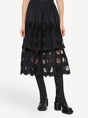 Sea New York Black Drea Embroidery Tiered Midi Skirt - Image 7 of 7