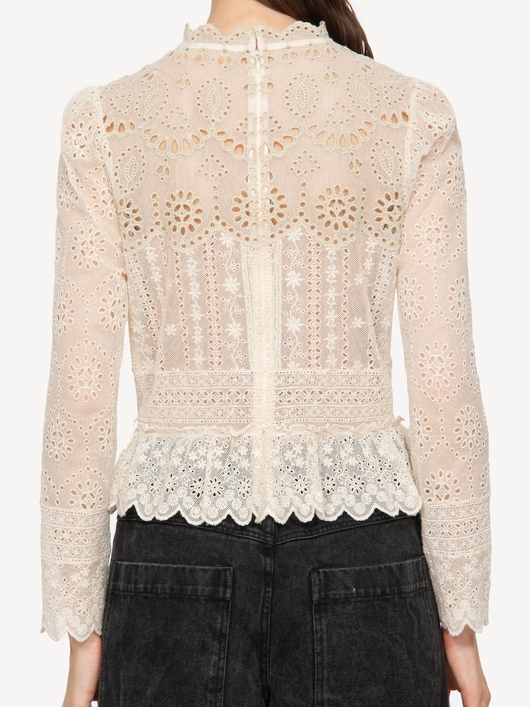 Sea New York Cream Lainey Embrodiery Lace Top - Image 2 of 11