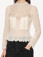 Sea New York Cream Lainey Embrodiery Lace Top - Image 4 of 11