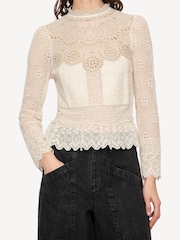 Sea New York Cream Lainey Embrodiery Lace Top - Image 8 of 11