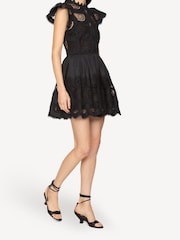Sea New York Black Drea Embroidery Flutter Mini Dress - Image 2 of 3