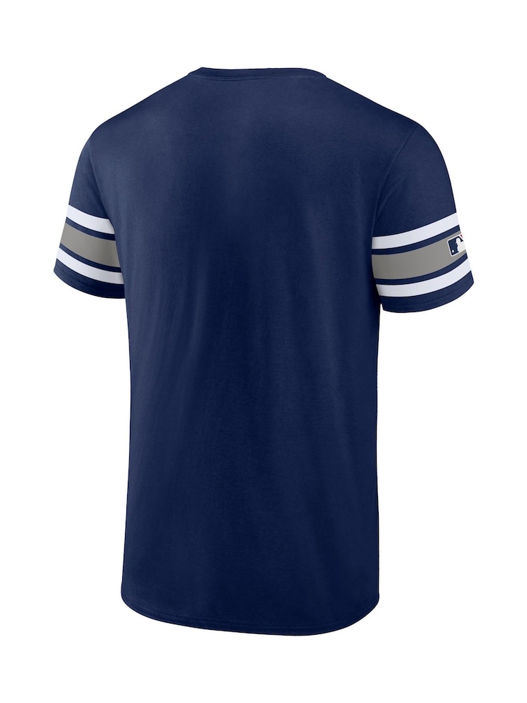 Fanatics Blue MLB New York Yankees Seasonal Helmet Short Sleeve Crew 100% Cotton T-Shirt - Image 3 of 3