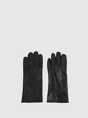 Reiss Black Giselle Leather Gloves - Image 1 of 4