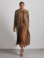 Reiss Tan Saffron Atelier Gathered-Georgette Maxi Dress - Image 5 of 6