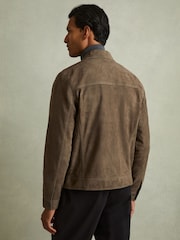 Reiss Light Charcoal Grey Pike Suede Zip-Through Trucker Jacket - Image 5 of 6
