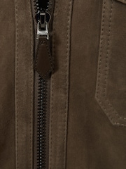 Reiss Light Charcoal Grey Pike Suede Zip-Through Trucker Jacket - Image 6 of 6