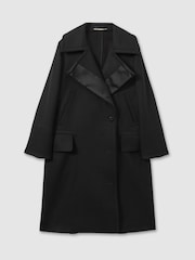 Negro - Reiss Matilda Atelier Felted Trapeze Coat - Imagen 2 de 5