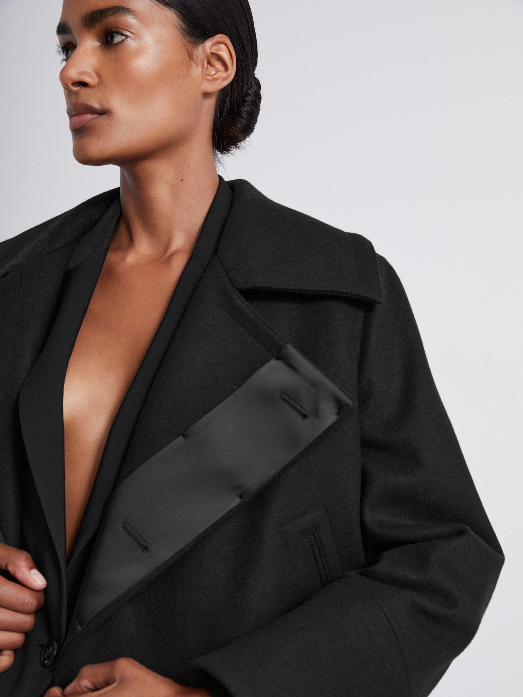 Buy Reiss Black Matilda Atelier Felted Trapeze Coat from Next USA