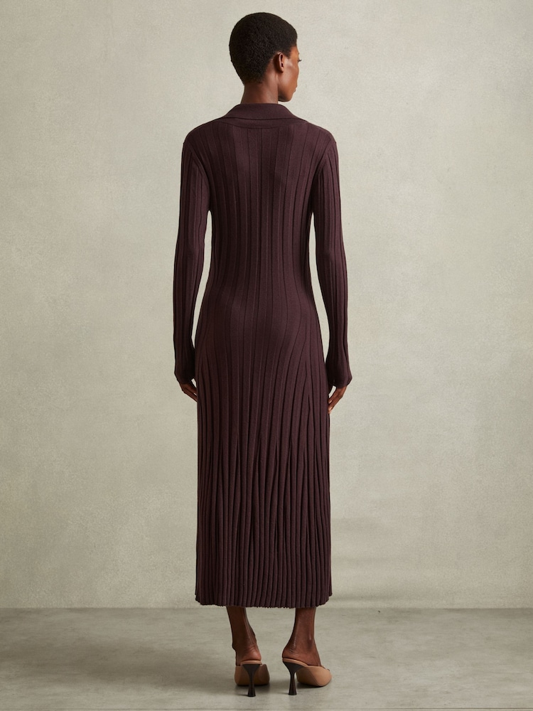 Buy Reiss Burgundy Winnie Knitted Polo Midi Dress from Next USA Buy Reiss Burgundy Winnie Knitted Polo Midi Dress from Next USA