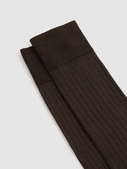Reiss Chocolate Fela Ribbed Socks - Image 2 of 3