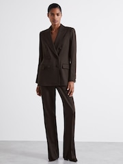 Chocolate - Reiss Lena Atelier Double-Breasted Virgin-Wool Blend Suit Jacket - Imagen 1 de 5
