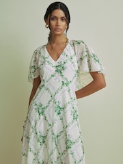 Florere Sheer Sleeve Cape Detail Maxi Dress - Image 1 of 6