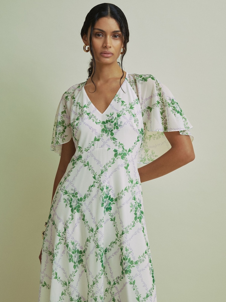 Florere Sheer Sleeve Cape Detail Maxi Dress - Image 1 of 6 Florere Sheer Sleeve Cape Detail Maxi Dress - Image 1 of 6