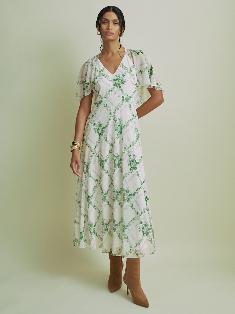 Florere Sheer Sleeve Cape Detail Maxi Dress - Image 2 of 6 Florere Sheer Sleeve Cape Detail Maxi Dress - Image 2 of 6