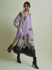 Florere Pleated Tie Neck Maxi Dress - Image 1 of 7